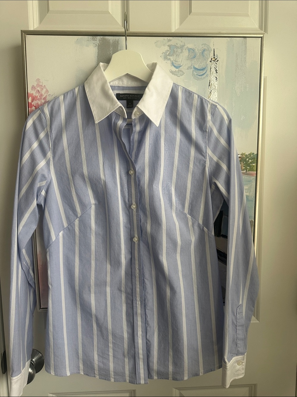 Banana Republic Light Blue & White Vertical Stripe Button-Down Shirt